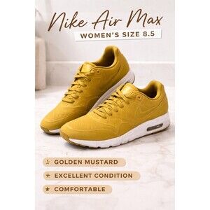Nike Air Max Sneakers Womens 8.5‎ Gold Mustard Running Shoes Athleisure Sporty
